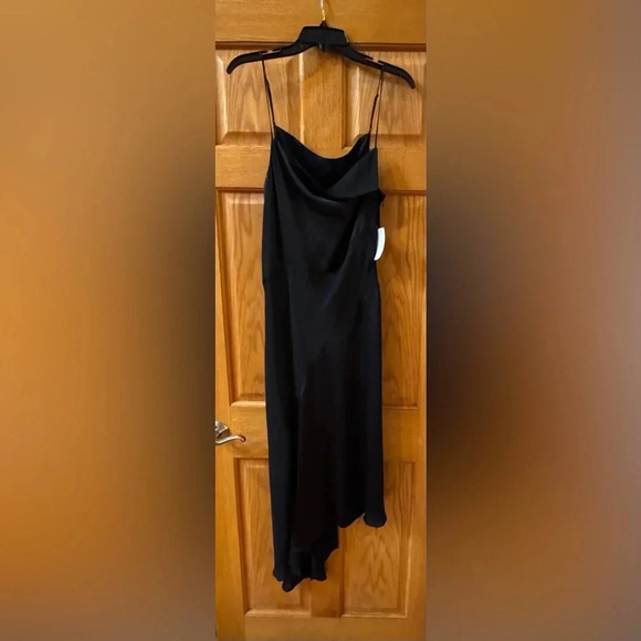 AllSaints Una satin midi Black Women’s dress Size 10 - Picture 5 of 6